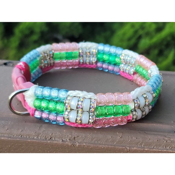 Custom Handmade Beaded Bling Dog Collar - Picture 1 of 2